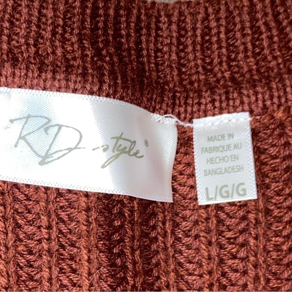RD Style Josslyn NWT V Neck Chunky Cotton Blend  Pullover Sweater Size Large - Picture 6 of 8